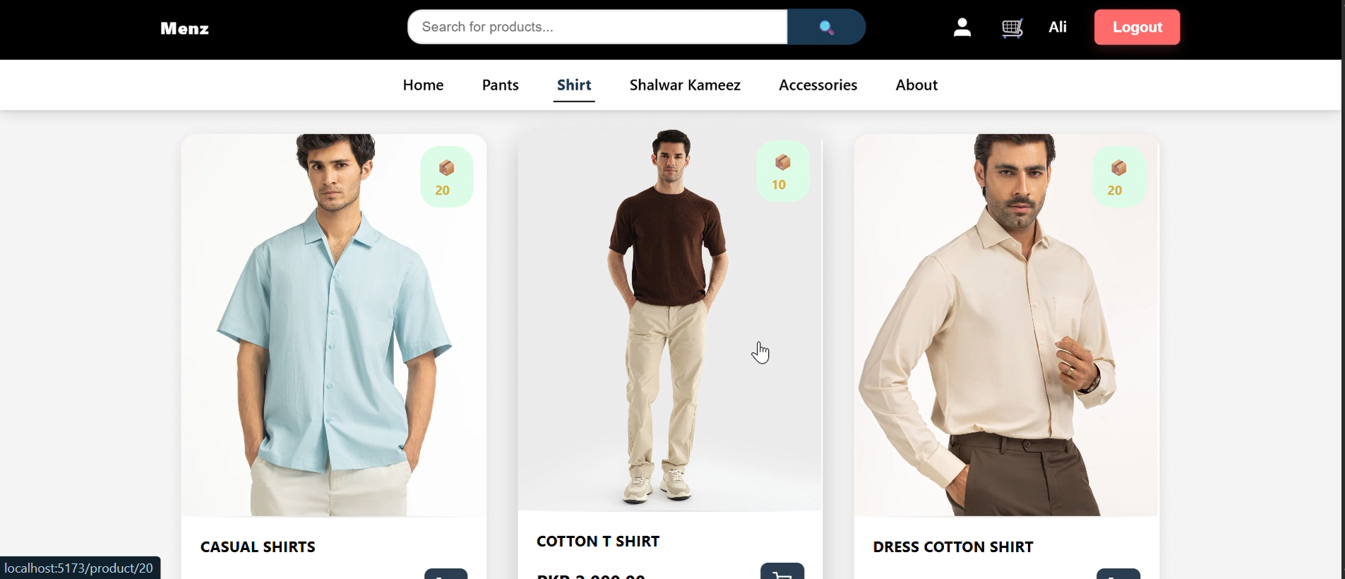 Menz E-Commerce Website